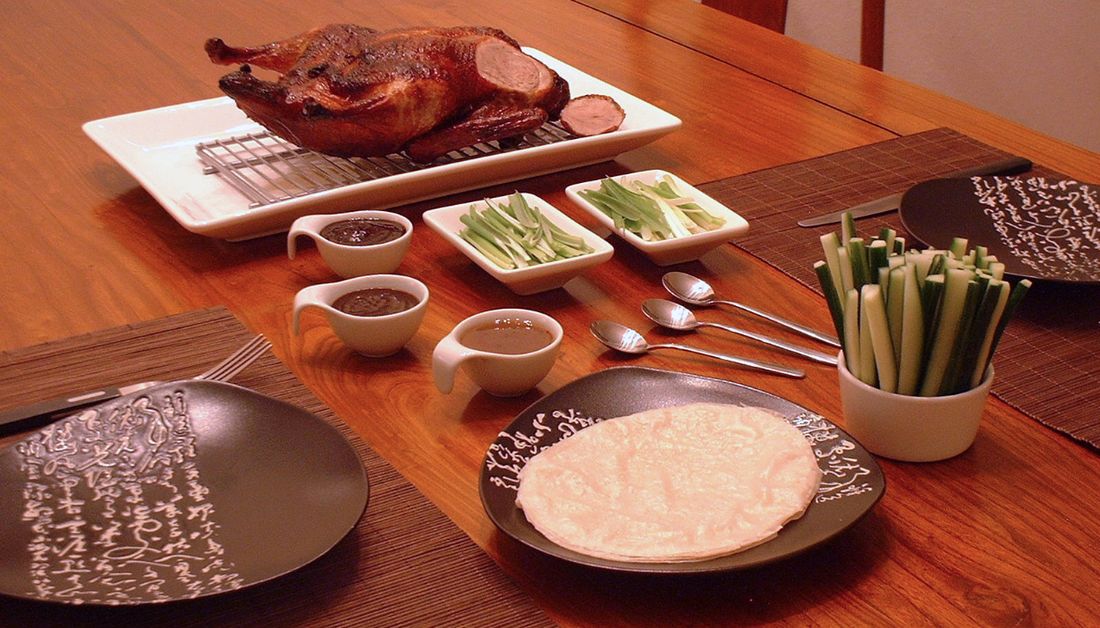 Charcoal roast duck carved and plated at Fu Moon Lau